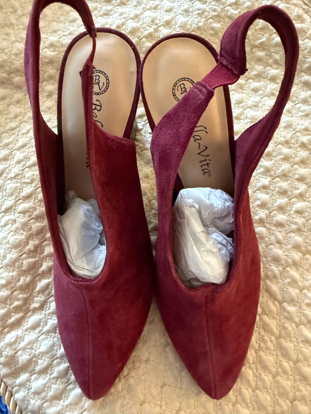Brand New Burgundy Suede Slingback Heels